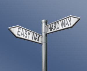 easy hardway road sign arrow